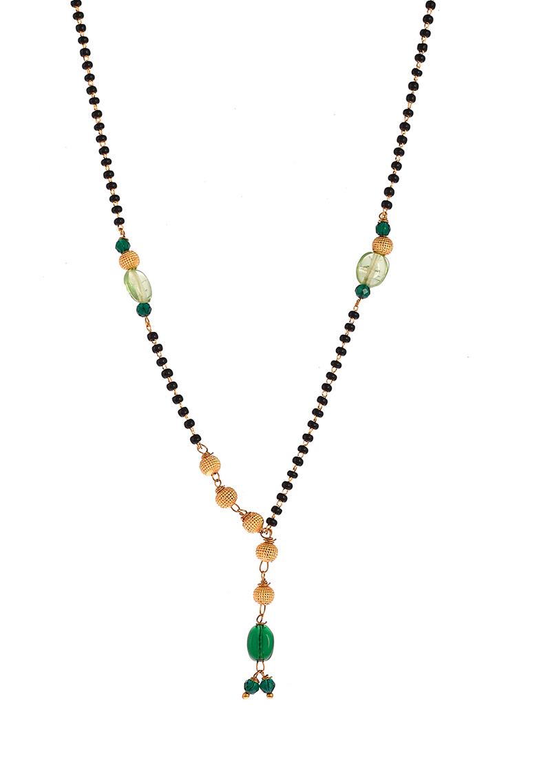 Goldplated Green Beaded Mangalsutra Chain