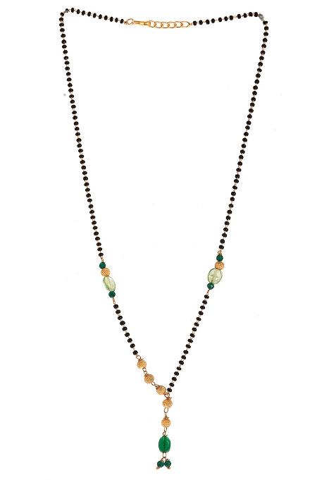 Goldplated Green Beaded Mangalsutra Chain