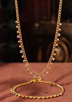 18K Gold Plated Waterproof Anti Tarnish Zircon Drops Chain Necklace