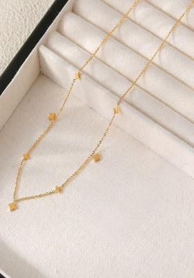 18K Gold Plated Waterproof Anti Tarnish Minimal Star Drops Chain Necklace