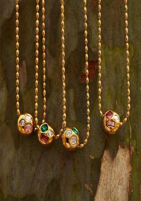 18K Gold Plated Anti Tarnish Multicolor Zircon Embedded Pendant Necklace