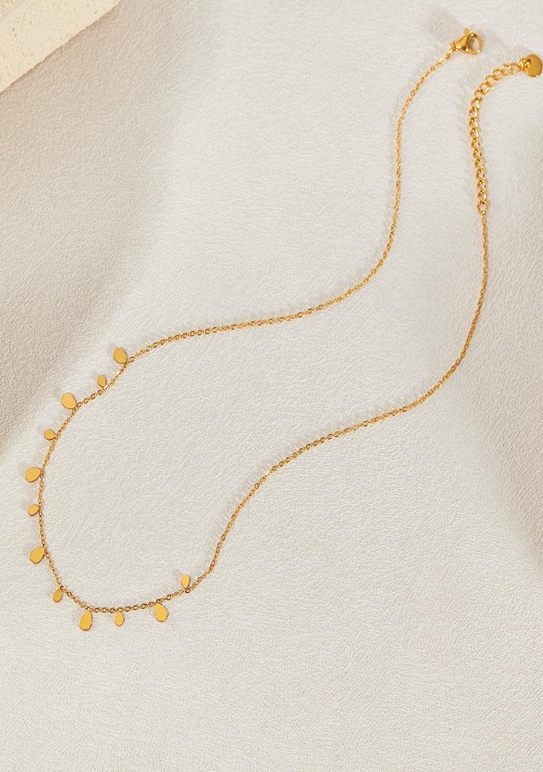 18K Gold Plated Anti Tarnish Waterproof Tear Drops Chain Necklace - Indya