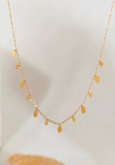 18K Gold Plated Anti Tarnish Waterproof Tear Drops Chain Necklace