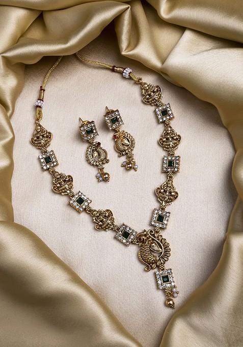 Gold Plated Necklace And Earrings