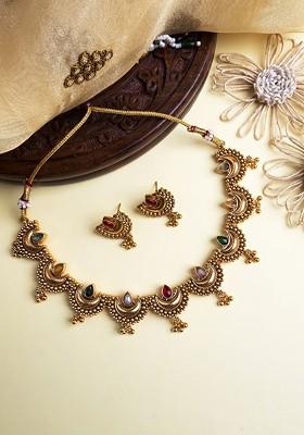 Gold Plated Necklace And Earrings
