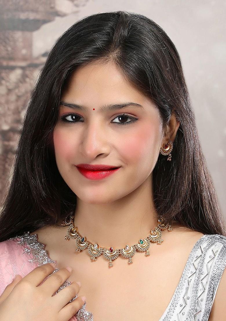 Gold Plated Necklace And Earrings - Indya