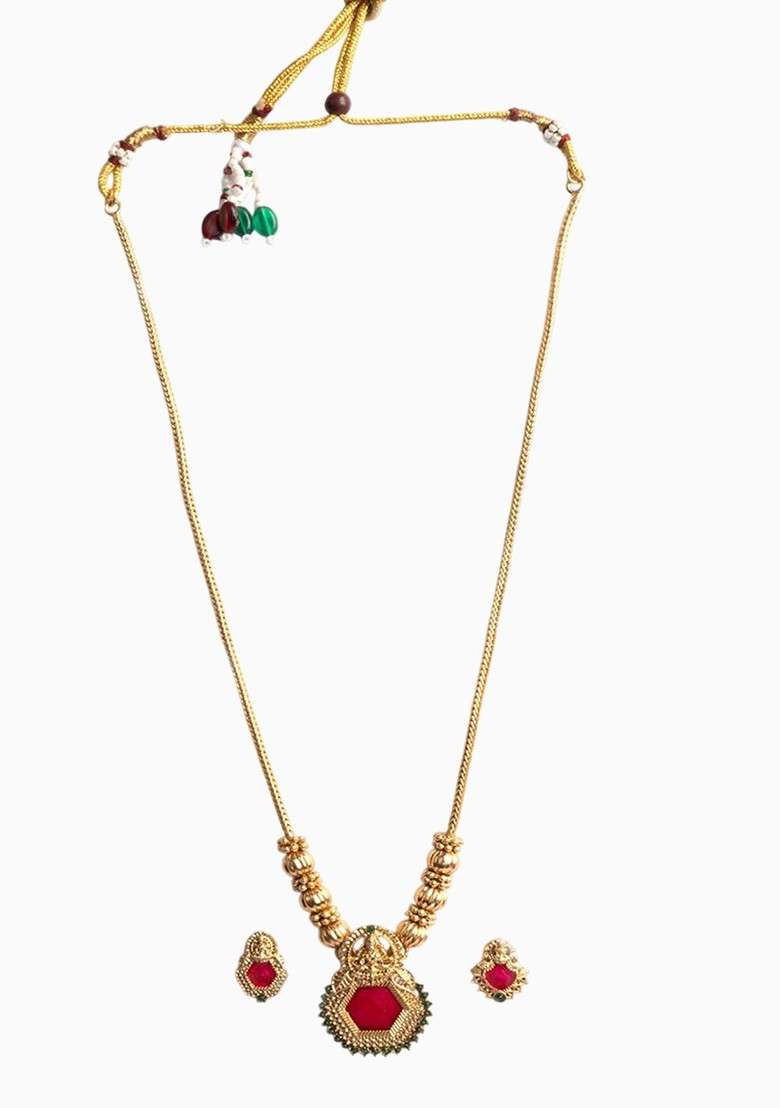 Gold Plated Meenakari Necklace And Earrings Set - Indya