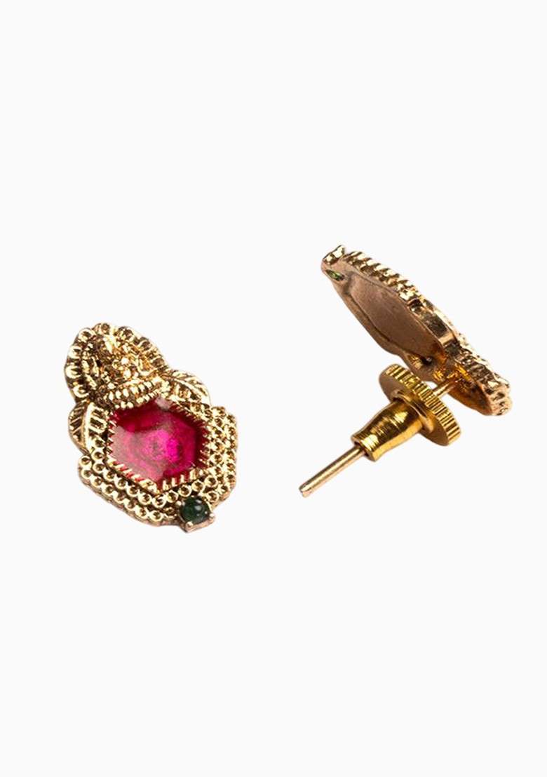 Gold Plated Meenakari Necklace And Earrings Set - Indya