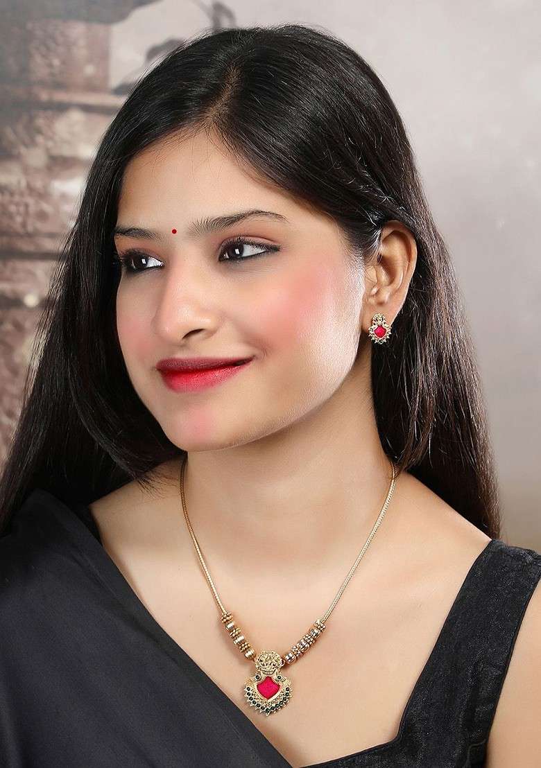 Gold Plated Necklace And Earrings - Indya