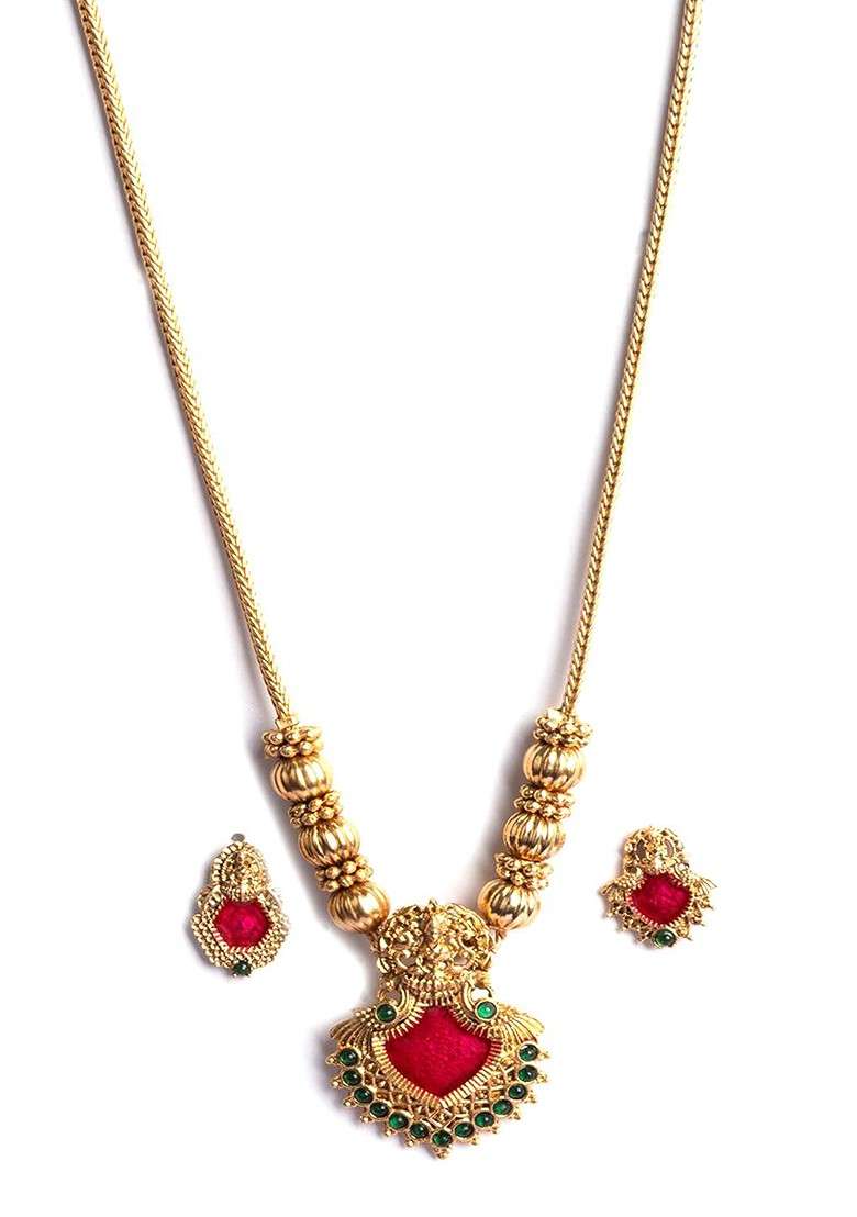Gold Plated Necklace And Earrings - Indya
