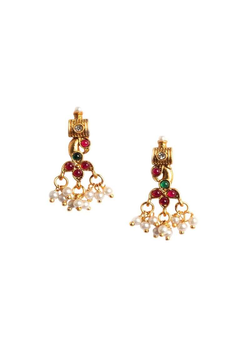 Gold Plated Guttupusalu Necklace And Earrings Set - Indya