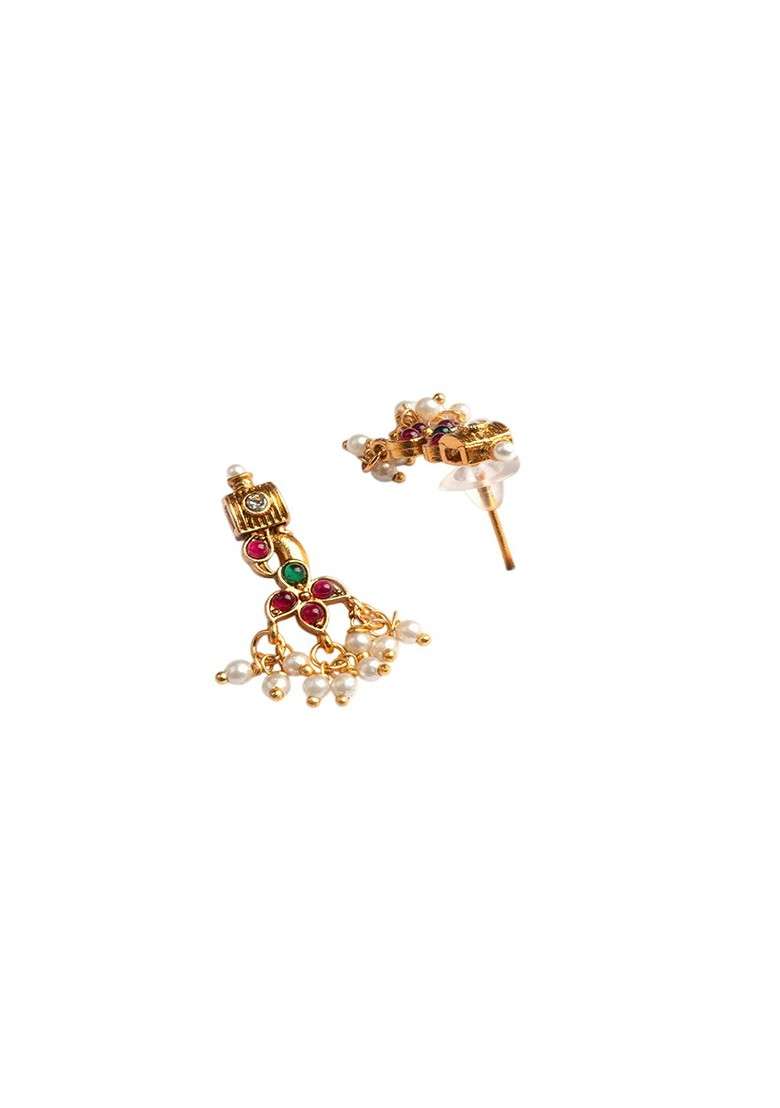 Gold Plated Guttupusalu Necklace And Earrings Set - Indya