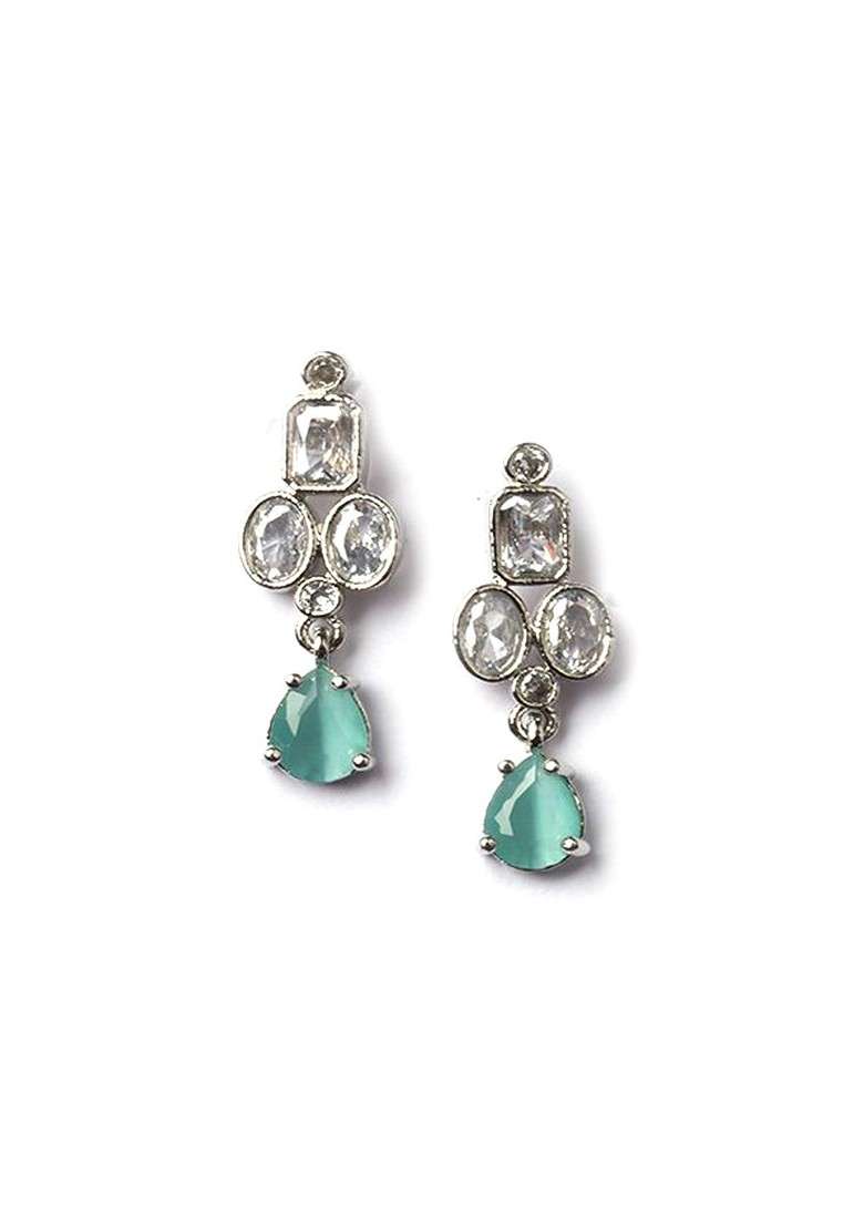 Silver Plated Cubic Zirconia Studded Jewellery Set - Indya