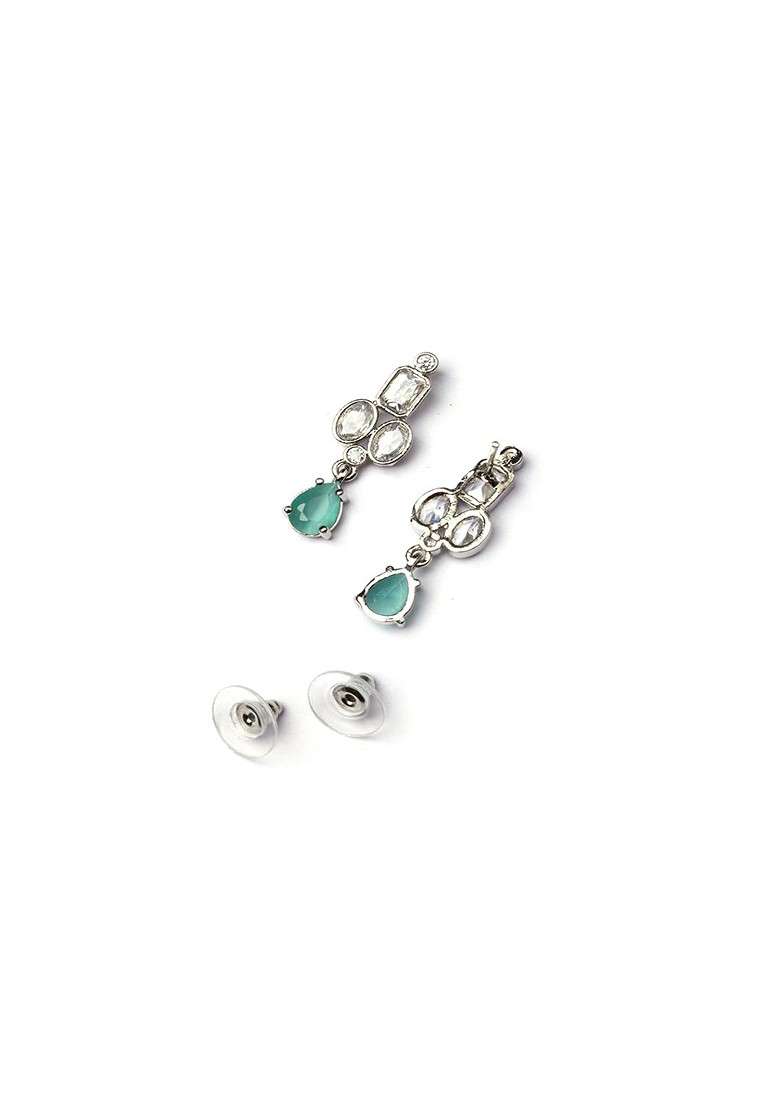 Silver Plated Cubic Zirconia Studded Jewellery Set - Indya