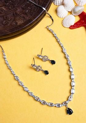 Silver Plated Cubic Zirconia Studded Jewellery Set