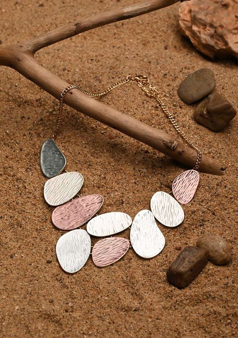 Gold Plated Statement Pebble Necklace - Indya