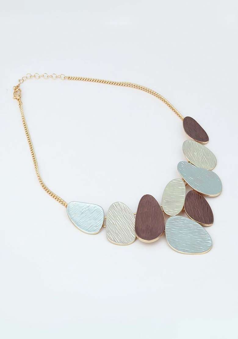 Gold Plated Statement Pebble Necklace - Indya