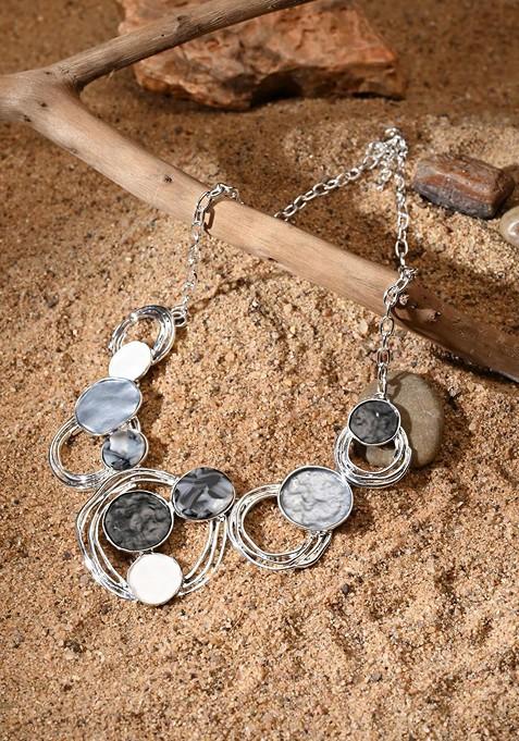 Silver Plated Monochrome Circle Necklace