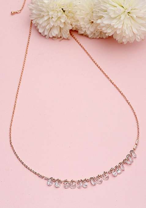 Rose Gold Plated Cz Studded Chain