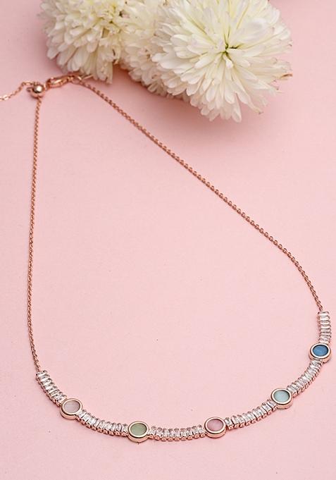 Gold Plated Cubic Zirconia Studded Necklace