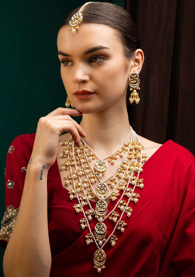 Gold Plated Beaded Layered Necklace - Indya