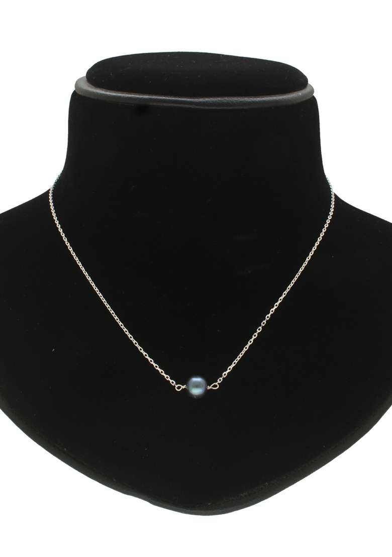Black Gold Plated 925 Silver Necklace - Indya