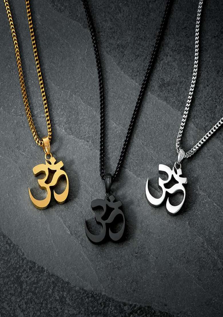 18K Gold Plated Waterproof Anti Tarnish Om Pendant Necklace - Indya