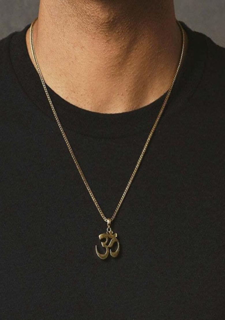18K Gold Plated Waterproof Anti Tarnish Om Pendant Necklace - Indya