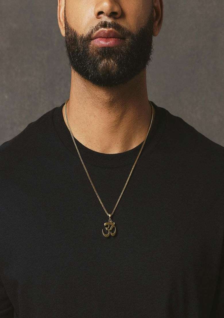 18K Gold Plated Waterproof Anti Tarnish Om Pendant Necklace - Indya