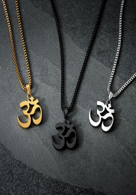 18K Gold Plated Waterproof Anti Tarnish Om Pendant Necklace