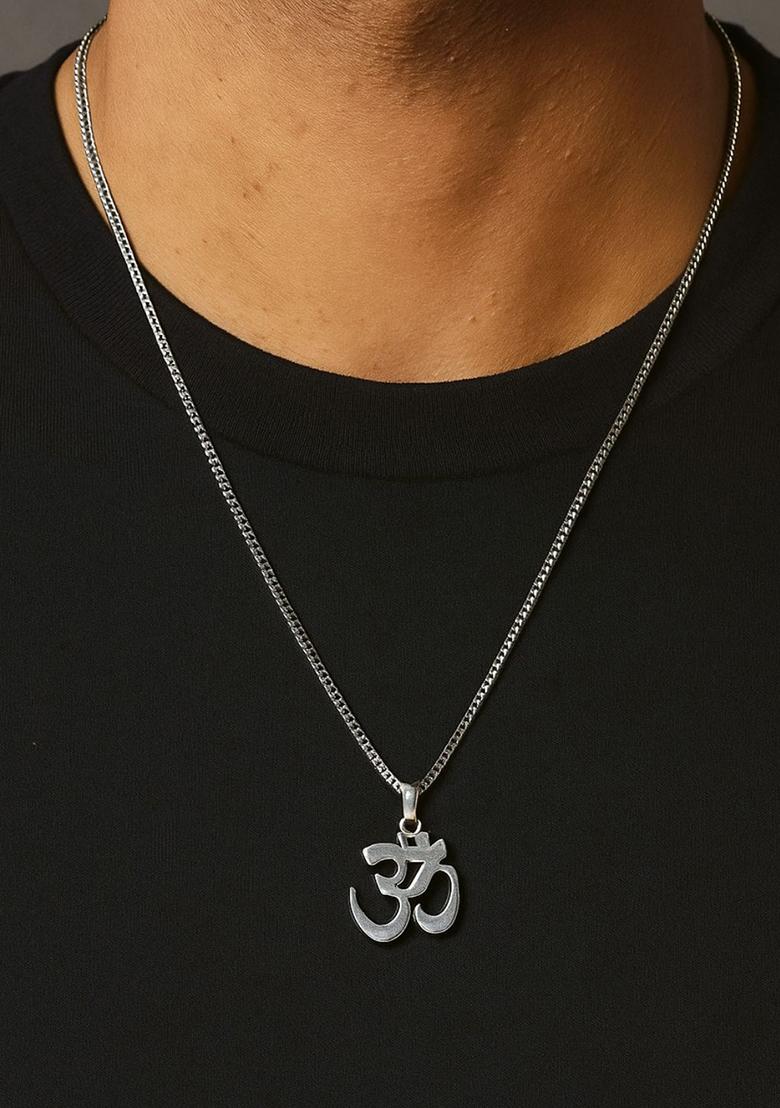 18K Silver Plated Waterproof Anti Tarnish Om Pendant Necklace - Indya