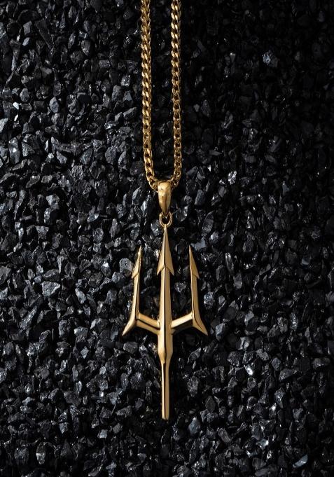 18K Gold Plated Waterproof Anti Tarnish Trident Pendant Necklace