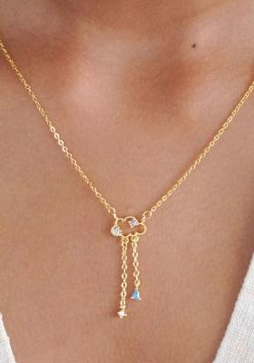 18K Gold Plated Anti Tarnish Zircon Cloud Drops Pendant Necklace