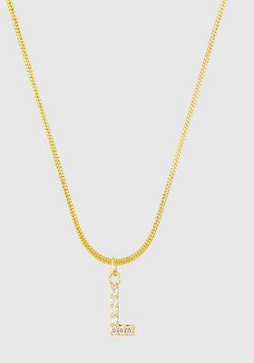 18K Gold Plated Anti Tarnish Zircon Initial Letter L Pendant Necklace
