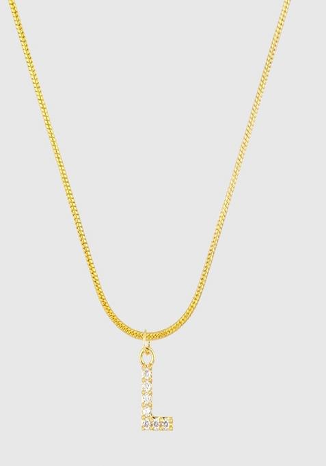 18K Gold Plated Anti Tarnish Zircon Initial Letter L Pendant Necklace
