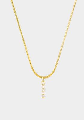 18K Gold Plated Anti Tarnish Zircon Initial Letter I Pendant Necklace