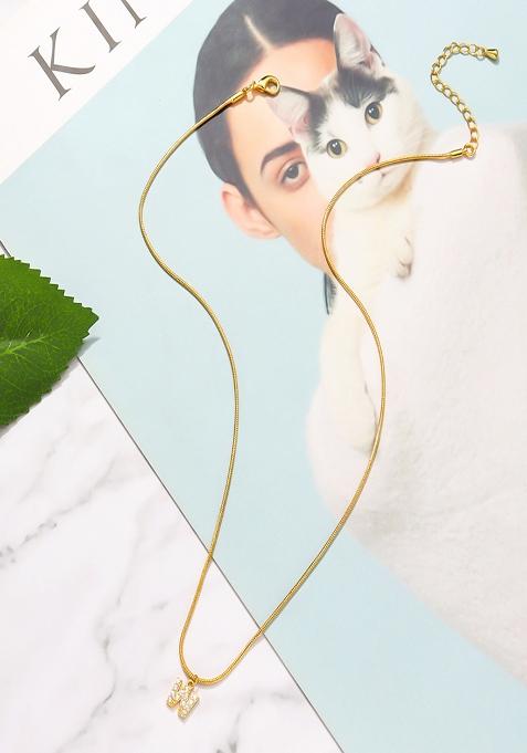 18K Gold Plated Anti Tarnish Zircon Initial Letter W Pendant Necklace