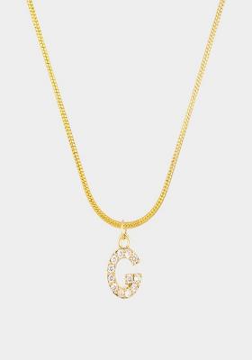 18K Gold Plated Anti Tarnish Zircon Initial Letter G Pendant Necklace