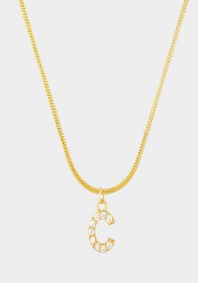 18K Gold Plated Anti Tarnish Zircon Initial Letter C Pendant Necklace