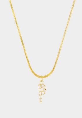 18K Gold Plated Anti Tarnish Zircon Initial Letter P Pendant Necklace