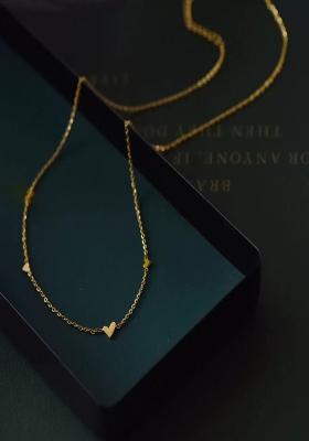 18K Gold Plated Waterproof Anti Tarnish Minimal Heart Chain Necklace