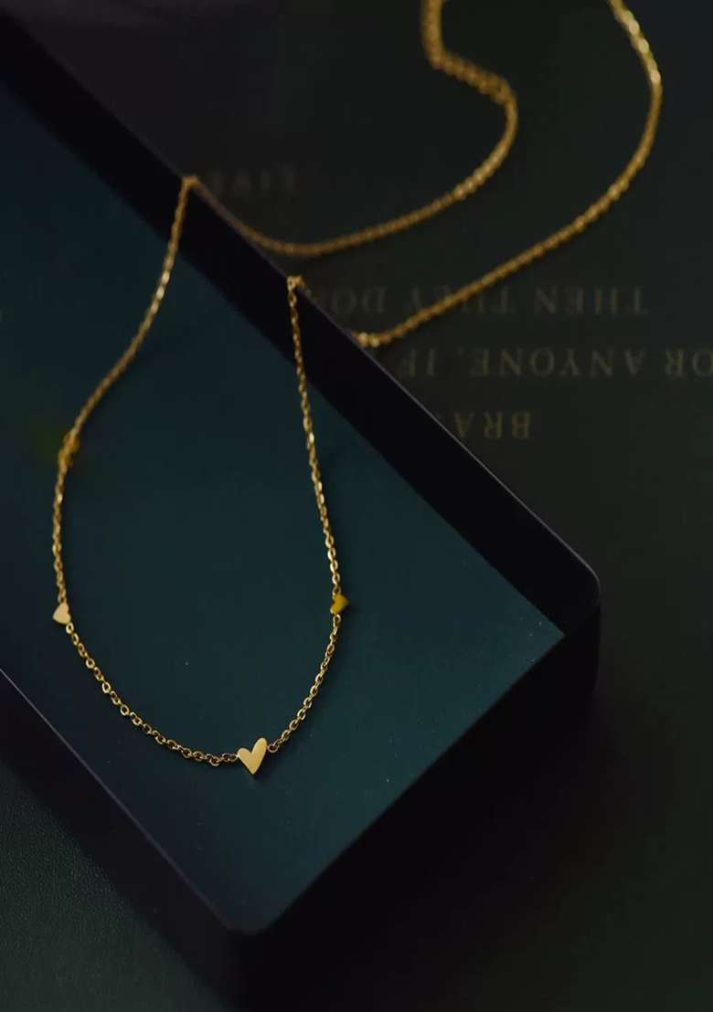 18K Gold Plated Waterproof Anti Tarnish Minimal Heart Chain Necklace - Indya