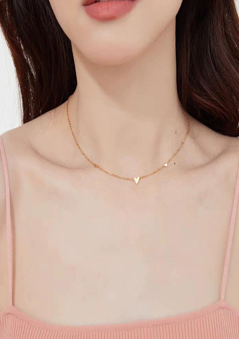 18K Gold Plated Waterproof Anti Tarnish Minimal Heart Chain Necklace - Indya