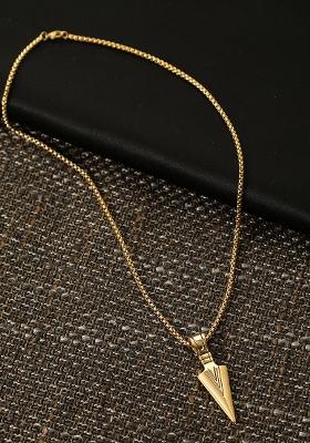 Men Gold Plated Stainless Steel Arrowhead Pendant With Chain