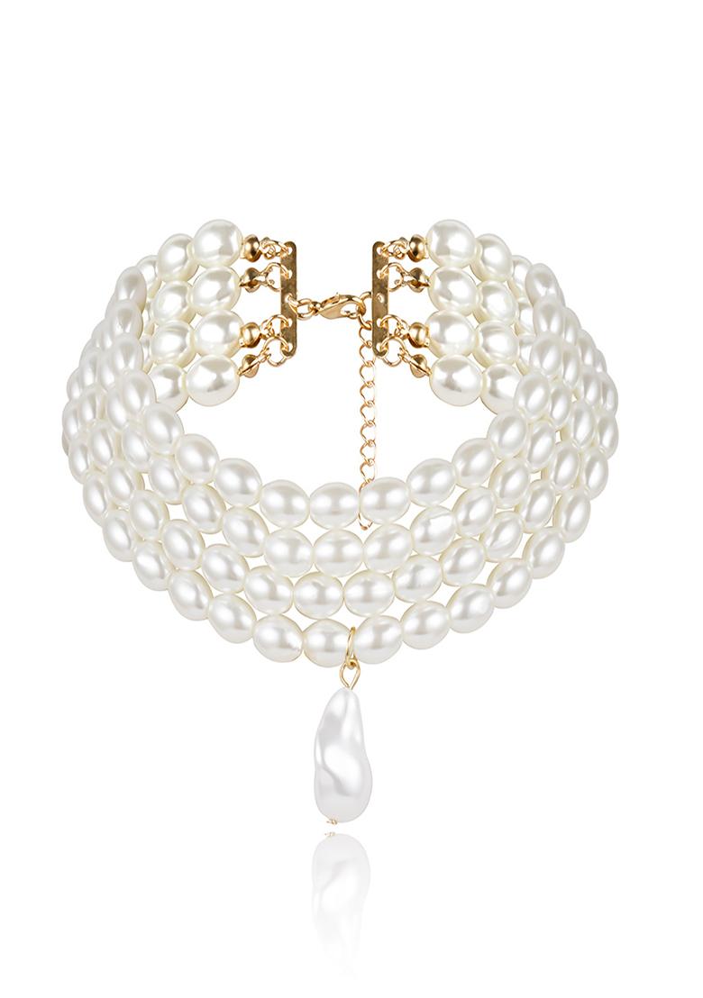 White Gold Plated Choker Necklace - Indya