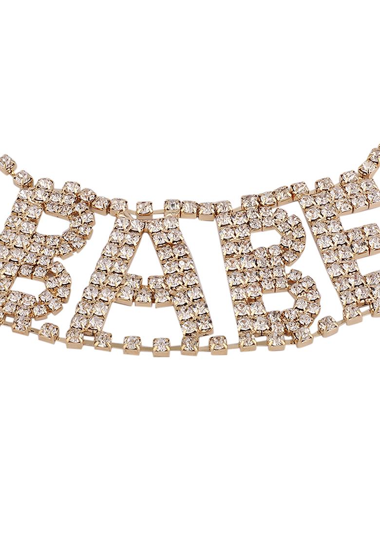 Silver Toned Gold Toned Silver Plated Choker Necklace - Indya