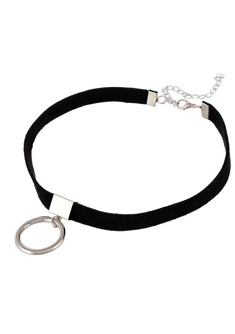Silver Plated Black Choker Necklace - Indya