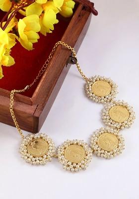 Gold Plated Pearls Beaded Necklace