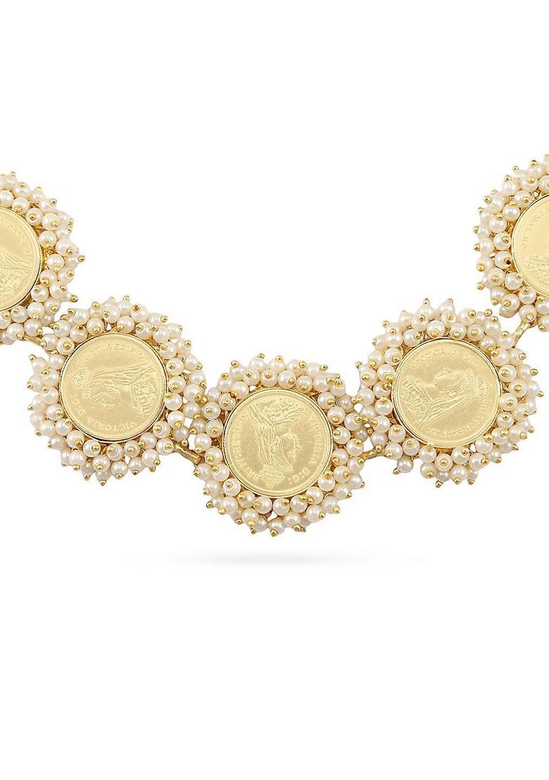 Gold Plated Pearls Beaded Necklace - Indya
