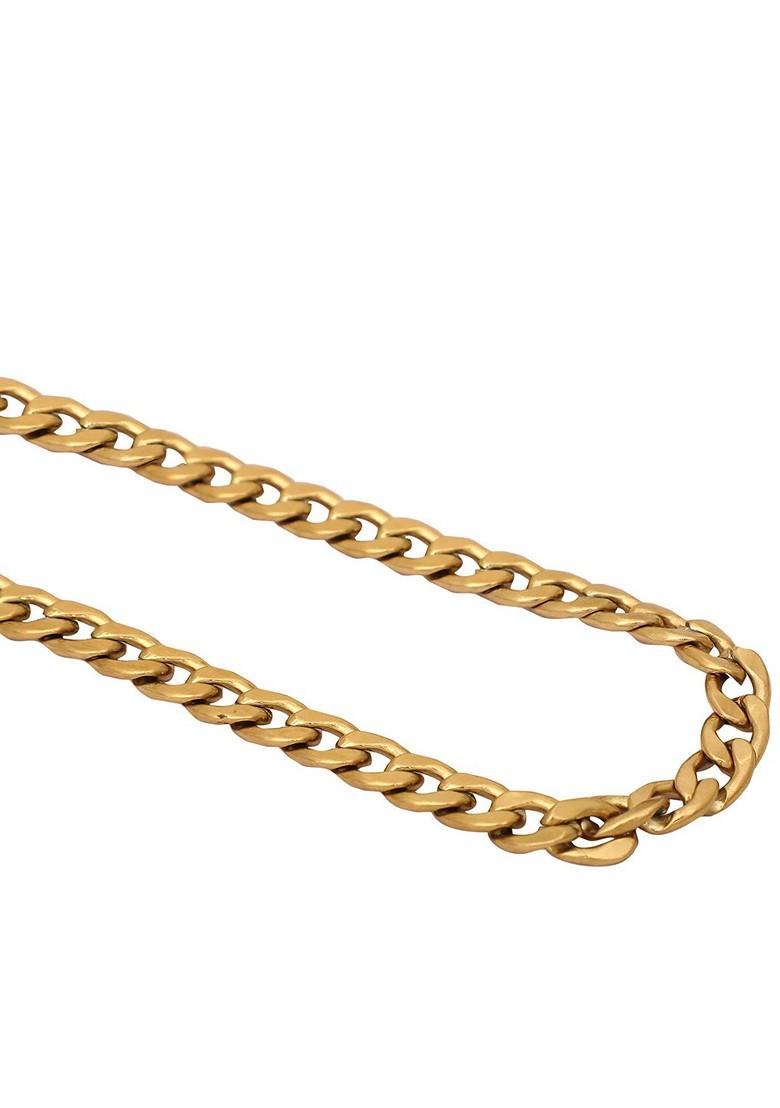 Gold Plated Stainless Steel Minimal Chain With Toggle Lock Closure - Indya